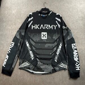 HK Army Paintball Jersey Mens Large Black White Mesh DJ 10 Long Sleeve